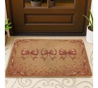 Zerbino con fiocco di benvenuto, romantico e classico, con cuoricini, senza marrone, lavabile, a basso profilo, decorativo, per ingresso, portico esterno, balcone, 73 x 43 cm