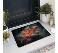 Zerbino con fiori luminosi, zerbino floreale per interni ed esterni, decorazione fiaba, in gomma, impermeabile, antiscivolo, assorbe la polvere, facile da pulire, 73 x 43 cm