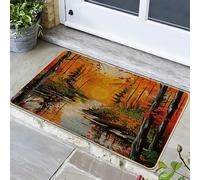 Zerbino con foresta autunnale, tappeto d'ingresso arancione autunnale per esterni e interni, in gomma, impermeabile, antiscivolo, resistente alla polvere, facile da pulire, 73 x 43 cm