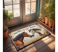 Zerbino con frasi divertenti due cavalli dal naso al naso: "The Barn is Our Home", zerbino decorativo per esterni, grande tappetino di benvenuto per esterni (40 x 60 cm)