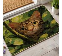 Zerbino con gatto della giungla, tappetino con leopardo del Bengala, per interni ed esterni, decorazione naturale, in gomma, impermeabile, antiscivolo, assorbe la polvere, facile da pulire, 73 x 43 cm