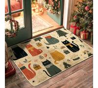 Zerbino con gatto festivo, gattini colorati per interni ed esterni, decorazione per le vacanze, in gomma antiscivolo, impermeabile, controllo della polvere, facile manutenzione, 73 x 43 cm