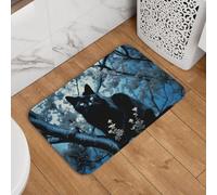 Zerbino con gatto nero sull'albero, tappetino antiscivolo assorbente morbido lavabile tappeto da bagno 40,6 x 61 cm tappeto per elegante decorazione per cucina, camera da letto, bagno