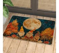 Zerbino con gnomi autunnali per ingresso esterno e interno, decorazione autunnale con luna piena, in gomma, impermeabile, antiscivolo, assorbe la polvere, facile da pulire, 73 x 43 cm