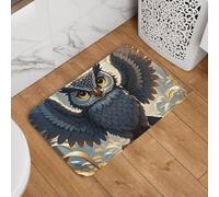 Zerbino con gufo, antiscivolo, assorbente, morbido, lavabile, moderno, per cucina, camera da letto, bagno, decorazione 40,6 x 61 cm