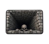Zerbino con illusione di Halloween, antiscivolo, spettrale, scheletro | 40,6 x 61 cm | Tappeto antiscivolo con scheletro spettrale abisso | Tappeto in peluche con illusione ottica di cristallo per