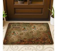 Zerbino con impronte, con foglie rustiche e pigne autunnali, lavabile, a basso profilo, per casa, ufficio, esterno, interno, ingresso, 73 x 43 cm