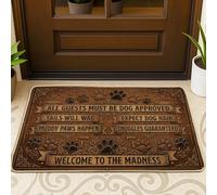 Zerbino con impronte di zampe, stile rustico, con bandiere, ossa, nessuno marrone, lavabile, a basso profilo, decorazione per esterni, porta d'ingresso, patio, 73 x 43 cm