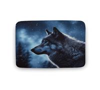 Zerbino con lupo solitario, in velluto di corallo, morbido, spesso, per gattonare, per camera da letto, soggiorno, antiscivolo, assorbente, lavabile in lavatrice, 50 x 80 cm