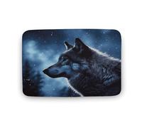 Zerbino con lupo solitario, in velluto di corallo, morbido, spesso, per gattonare, per camera da letto, soggiorno, antiscivolo, assorbente, lavabile in lavatrice, 40 x 60 cm