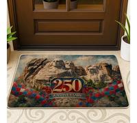 Zerbino con montagne, festeggiamento rustico con numero di striscioni e numeri, rosso, antiscivolo, cattura sporco, zerbino di benvenuto, decorazione per la casa, per ingresso, portico esterno