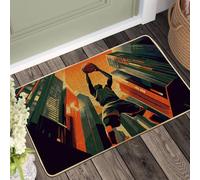 Zerbino con motivo a pallacanestro, arancione per interni ed esterni, decorazione moderna, in gomma, impermeabile, antiscivolo, assorbe la polvere, facile da pulire, 73 x 43 cm