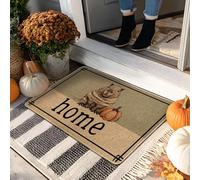Zerbino con motivo autunnale, colore beige, con adorabile design con animali, per ingresso esterno e interno, in gomma antiscivolo, facile da pulire, 73 x 43 cm