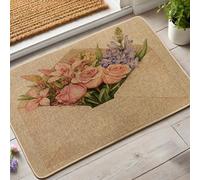 Zerbino con motivo busta, elegante motivo rose pesca, tappeto d'ingresso interno ed esterno per decorazione primaverile antiscivolo, assorbe la polvere, facile da pulire, 73,6 x 43,2 cm