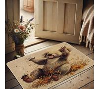 Zerbino con motivo floreale autunnale, riccio per esterni ed interni, decorazione fattoria, in gomma impermeabile, antiscivolo, assorbe la polvere, facile da pulire, 73,6 x 43,2 cm
