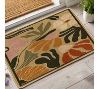 Zerbino con motivo floreale, caldi colori autunnali con foglie per interni ed esterni, antiscivolo, impermeabile, antipolvere, facile da pulire, 73 x 43 cm