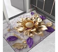 Zerbino con motivo floreale per ingresso con texture in velluto e struttura in fibra resistente all'usura (40 x 60 cm, motivo floreale - 10)