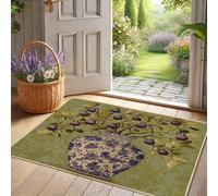 Zerbino con motivo floreale vivace, motivo con fichi viola, decorazione per la casa primaverile, in gomma, impermeabile, antiscivolo, antipolvere, facile da pulire, per interni ed esterni, 73 x 43 cm