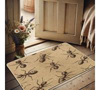 Zerbino con motivo formiche, marrone naturale, tappetino per ingresso per interni ed esterni, per tutte le stagioni, decorazione rustica, antiscivolo, impermeabile, antipolvere, facile da pulire, 73 x