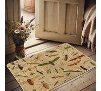 Zerbino con motivo insetti, coleotteri colorati e farfalle, tappetino per primavera ed estate, decorazione per interni ed esterni, antiscivolo e facile da pulire, tappeto per porta d'ingresso, 73 x 43