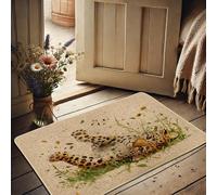 Zerbino con motivo leopardo primaverile zerbino giallo ghepardo per esterni ed interni, decorazione naturale, gomma impermeabile, antiscivolo, assorbe la polvere, facile da pulire, 73,6