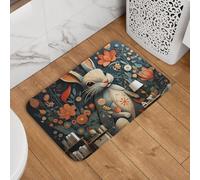 Zerbino con motivo "There is a Rabbit On The Wall", tappetino antiscivolo assorbente, morbido e lavabile, tappeto da bagno 40,6 x 61 cm, per cucina, camera da letto, bagno, arredamento elegante