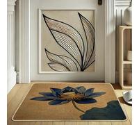 Zerbino con ninfea autunnale blu navy per ingressi esterni ed interni, decorazione minimalista, gomma impermeabile, antiscivolo, assorbe la polvere, facile da pulire, 73,6 x