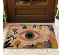 Zerbino con occhi colorati, motivo floreale di pesche, per decorazione primaverile ed estiva, in gomma, antiscivolo, anti-polvere, per interni ed esterni, facile da pulire, 73 x 43 cm