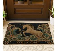 Zerbino con onde di cavallo magico, tappeto fantasia multicolore per interni ed esterni, decorazione stagionale, in gomma antiscivolo, assorbe la polvere, facile da pulire, 73 x 43 cm
