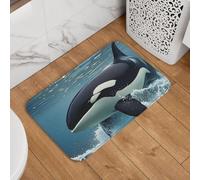 Zerbino con orca killer whale, zerbino di benvenuto, antiscivolo, assorbente, morbido, lavabile, moderno, per cucina, camera da letto, bagno, decorazione 40,6 x 61 cm