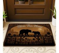 Zerbino con orso, camion con girasole e natura rustica, nessuno marrone, antiscivolo, per pavimento, decorazione per la casa, ingresso, portico esterno, balcone, 73 x 43 cm