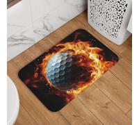 Zerbino con pallina da golf sul fuoco, tappetino da bagno antiscivolo, assorbente, morbido, lavabile, tappeto moderno per cucina, camera da letto, bagno, decorazione 40,6 x 61 cm