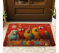 Zerbino con pappagalli colorati, tappetino di benvenuto per interni ed esterni, decorazione festiva, in gomma, impermeabile, antiscivolo, cattura lo sporco, facile da pulire, 73 x 43 cm