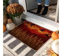 Zerbino con raccolta autunnale, tappetino per ingresso in campo di grano rosso e giallo, per interni ed esterni, decorazione rustica, antiscivolo, impermeabile, anti-polvere, facile da pulire, 73 x 43
