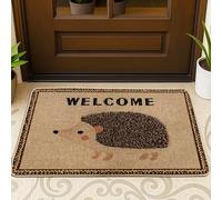 Zerbino con riccio di benvenuto, zerbino con animali marroni, per interni ed esterni, decorazione rustica, in gomma, impermeabile, antiscivolo, anti-polvere, facile da pulire, 73 x 43 cm