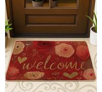 Zerbino con rose, autunnale rustico con petali di cuore autunnali, lavabile, a basso profilo, per casa, interni, esterni, ingresso, portico, decorazione, 73 x 43 cm