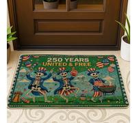 Zerbino con scheletro, cappello fantasioso e festivo con palle che galleggiano nell'aria, verde, antiscivolo, cattura lo sporco, zerbino di benvenuto, decorazione per ingresso, portico, bagno, ufficio