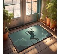 Zerbino con scheletro spettrale che oscilla sotto la luna piena, zerbino per scarpe, accessorio per caverna (40 x 60 cm)