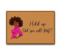 Zerbino con scritta "Did You Call or Text First - Welcome Funny Zerbino personalizzato per ingresso - 59,9 x 39,9 cm