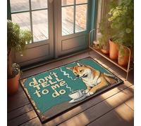 Zerbino con scritta "Don'T Tell Me To Do", motivo: Shiba Inu che fuma e beve caffè: "Don'T Tell Me To Do", zerbino decorativo da uomo, con frasi divertenti (65 x 90 cm)