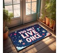 Zerbino con scritta "Fall Outdoor Welcome You Only Live Once: A Celestial Reminder To Abbrace Life", zerbino decorativo per la stanza da uomo, con frasi divertenti (50 x 80 cm)