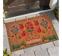Zerbino con scritta "Fruits Welcome", stile rustico con papaveri e fiordalisi primaverili, antiscivolo, decorazione per esterni, per porta d'ingresso, patio, 73 x 43 cm