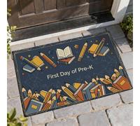 Zerbino con scritta in inglese "Books Welcome", con matite educative e stelle, antiscivolo, per casa, ufficio, esterno, interno, ingresso, 73 x 43 cm