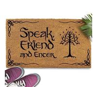 Zerbino con scritta in inglese "Speak Friend and Enter", 76 x 43 cm, motivo: Il Signore degli Anelli, divertente tappetino di benvenuto con scritta in inglese "Speak Friend and Enter", regalo Lotr,