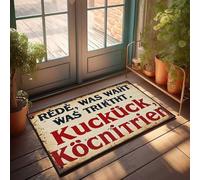 Zerbino con scritta in inglese "Speak What You Do, Cuckoo, Knit Your Eyes", decorazione per cucina, casa, bar (50 x 80 cm)