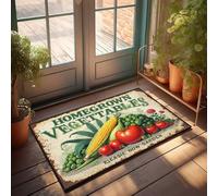 Zerbino con scritta "Man Cabe Decor", motivo: verdure coltivate in casa: A Lush Garden'S Bounty, zerbino con testo divertente, decorazione per portico anteriore e esterno (65 x 90 cm)