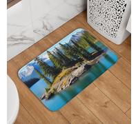 Zerbino con scritta "Spirit Island in Lake", antiscivolo, assorbente, morbido, lavabile, 40,6 x 61 cm, per cucina, camera da letto, bagno, arredamento elegante