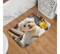 Zerbino con simpatico cucciolo di cane maltese, zerbino di benvenuto, antiscivolo, assorbente, morbido, lavabile, tappeto moderno per cucina, camera da letto, bagno, decorazione 40,6 x 61 cm