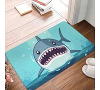 Zerbino con squalo che galleggia in acqua, resistente, per interni ed esterni, antiscivolo, assorbente, a basso profilo, lavabile, tappetino da bagno in flanella, 40,6 x 61 cm
