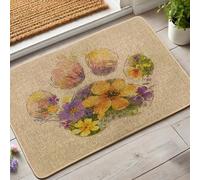 Zerbino con stampa di zampe, tappetino colorato per ingresso e decorazione per interni ed esterni, stile vintage, antiscivolo, impermeabile, facile da pulire, 73 x 43 cm